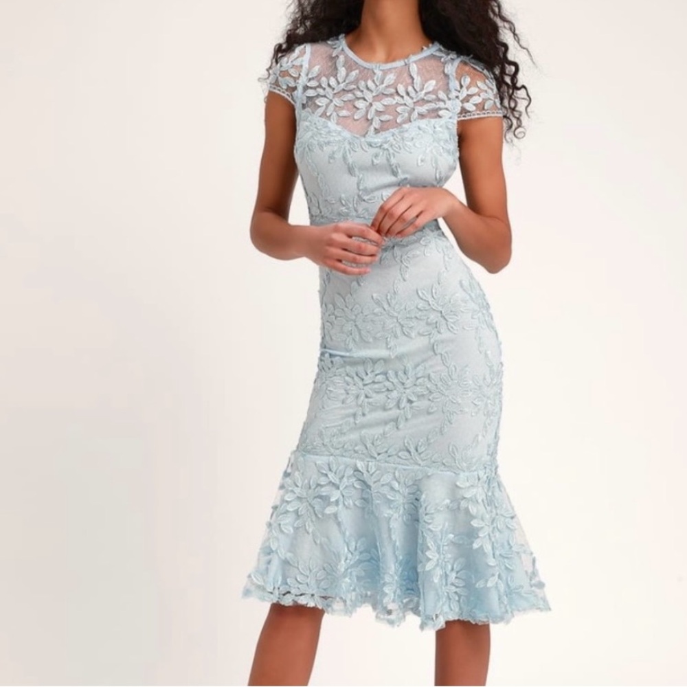 Lulus Light Blue Lace Dress